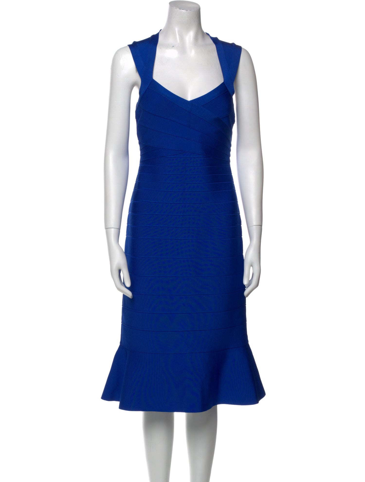 Herve Leger V-Neck Knee-Length Dress