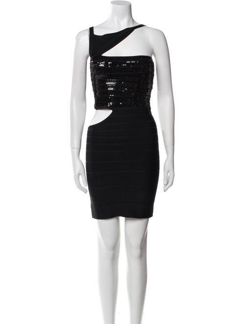 Herve Leger One-Shoulder Mini Dress
