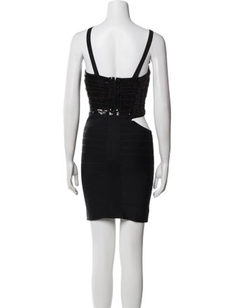 Herve Leger One-Shoulder Mini Dress