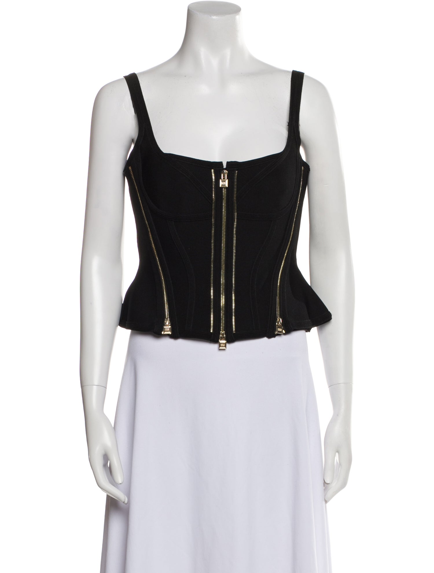 Herve Leger Square Neckline Sleeveless Crop Top