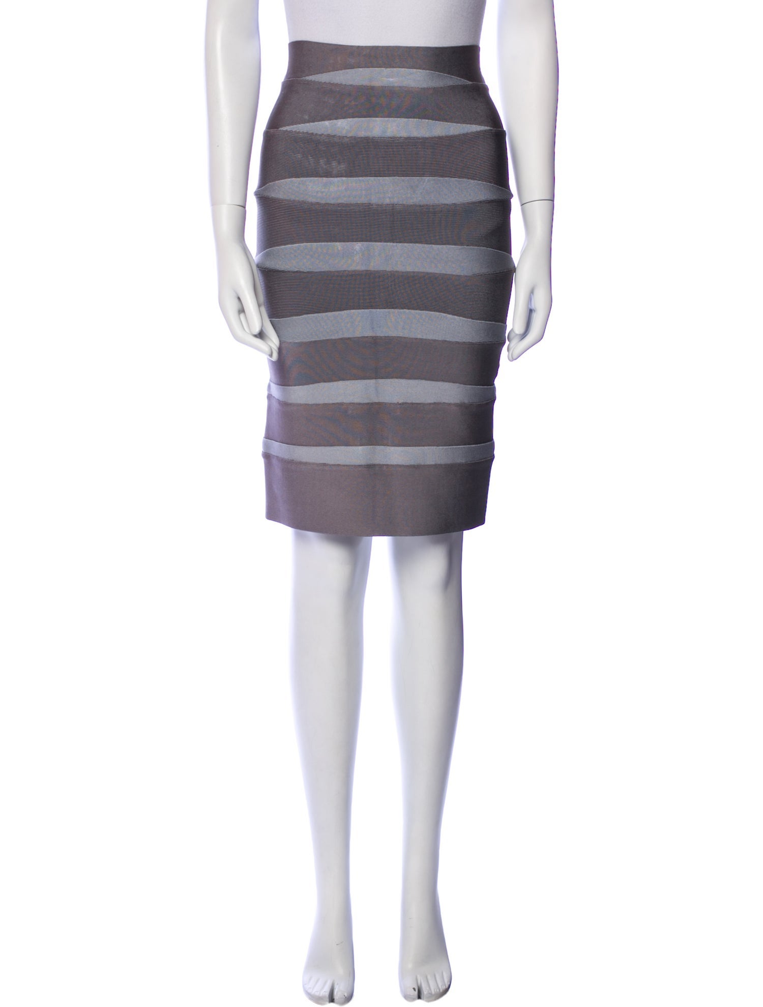 Herve Leger Colorblock Pattern Knee-Length Skirt