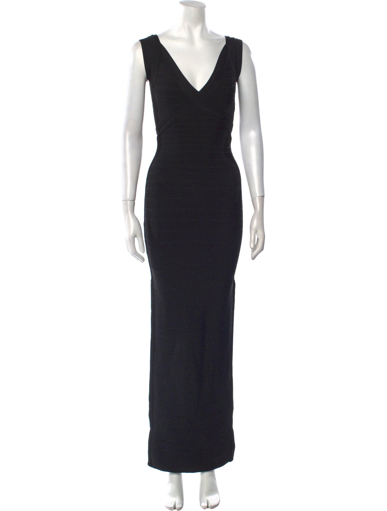 Herve Leger V-Neck Long Dress