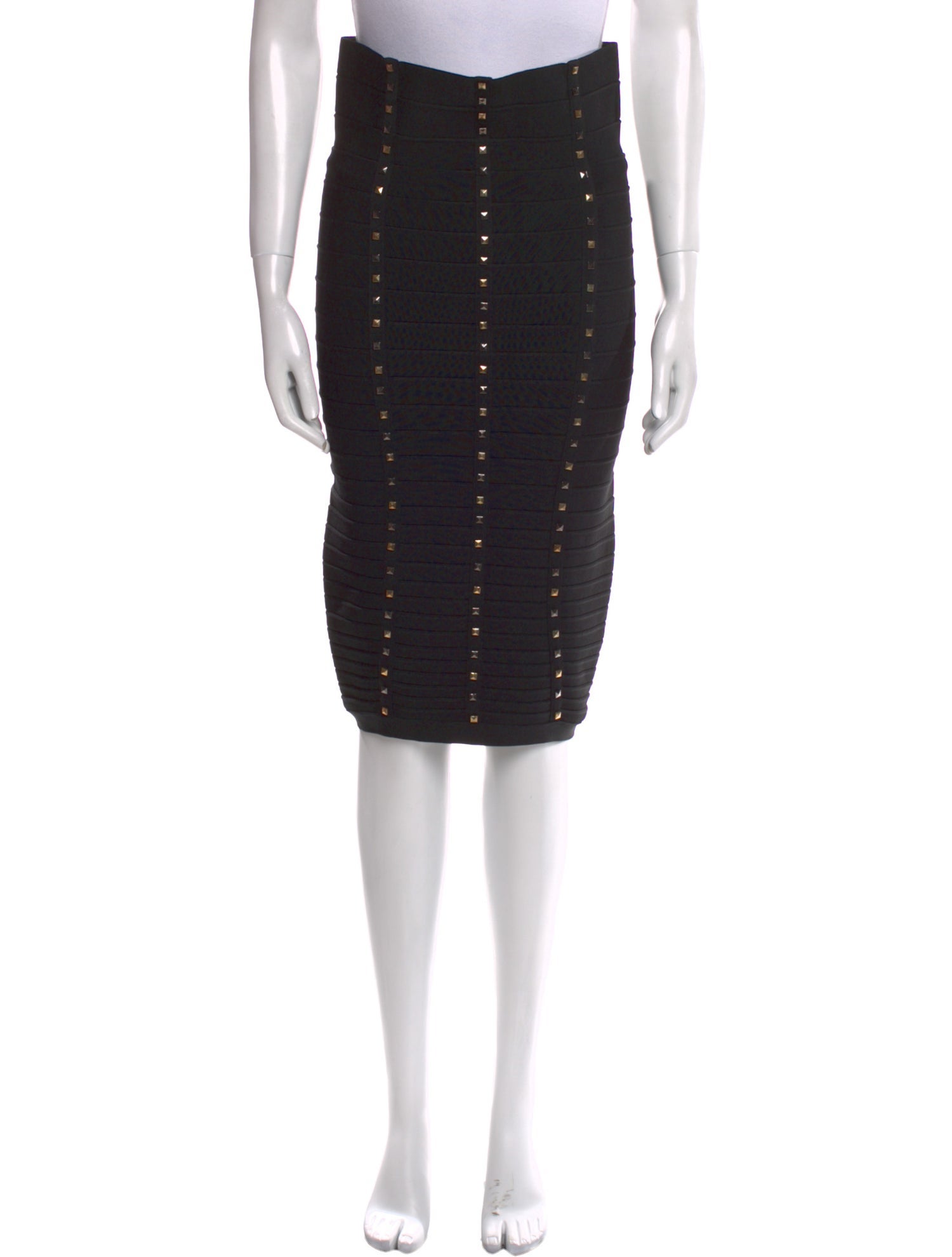 Herve Leger Studded Accents Knee-Length Skirt