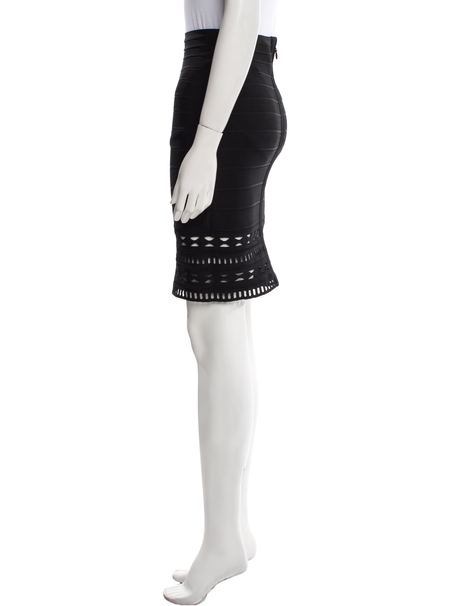 Herve Leger Lasercut Accents Knee-Length Skirt