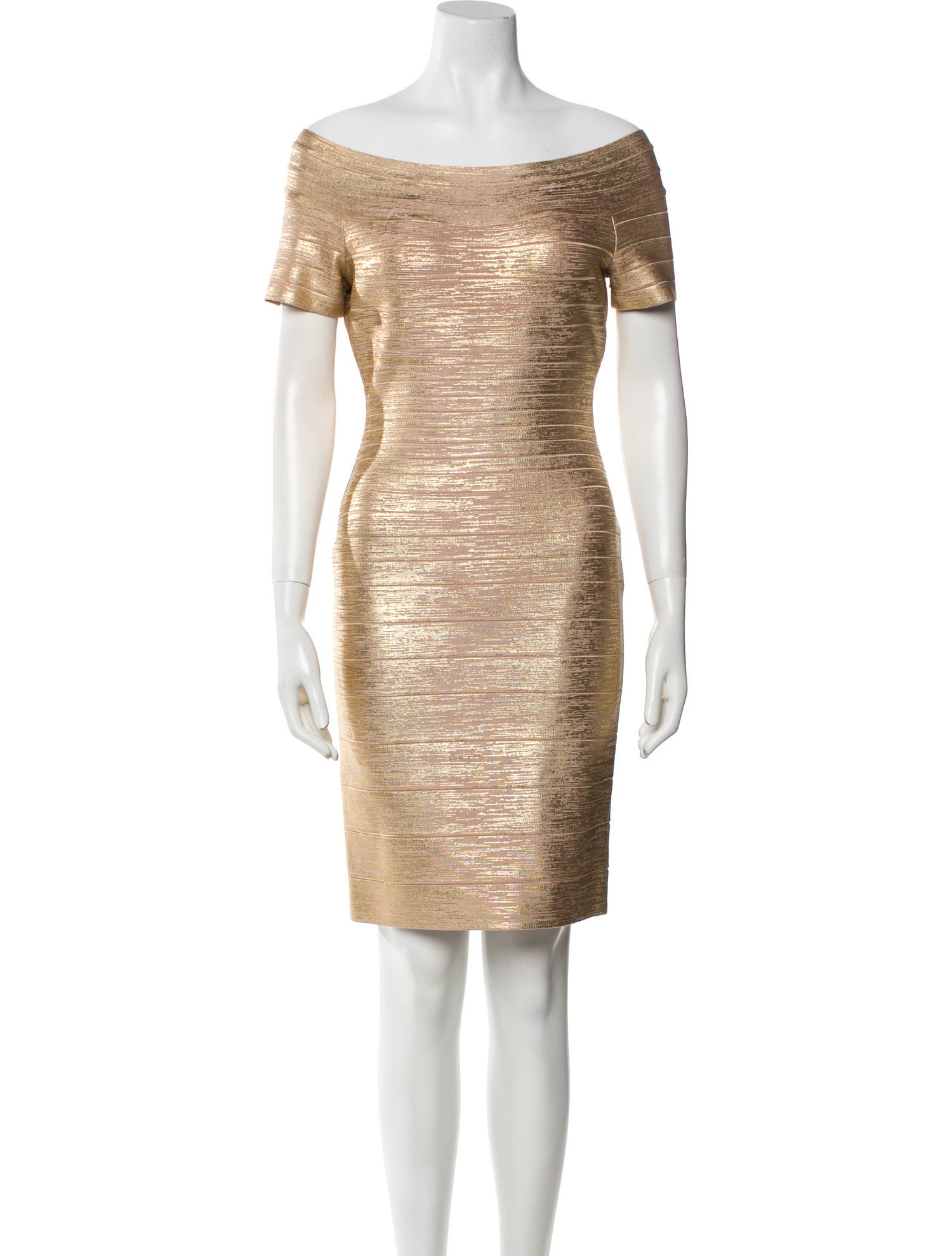 Herve Leger Bateau Neckline Mini Dress