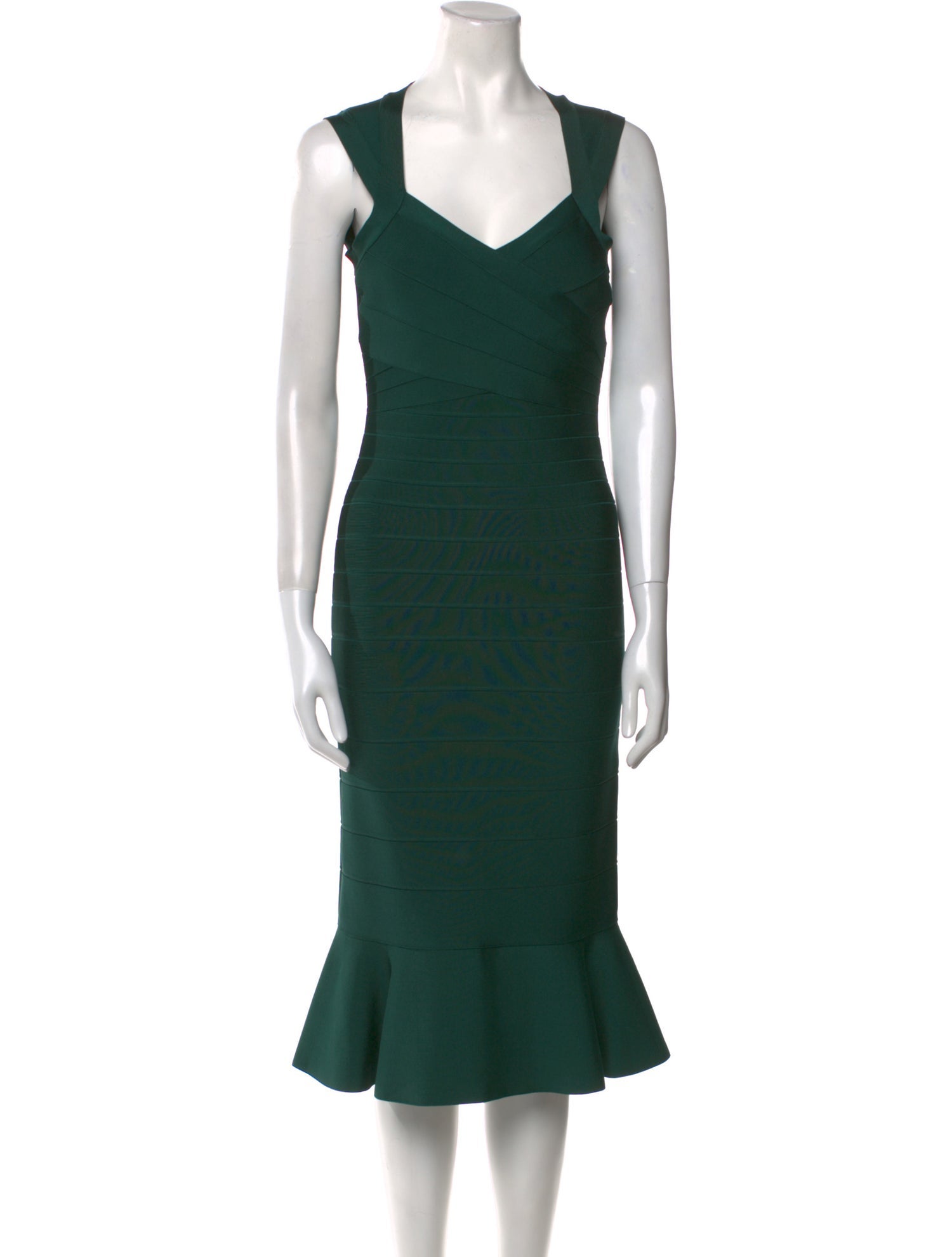 Herve Leger V-Neck Midi Length Dress
