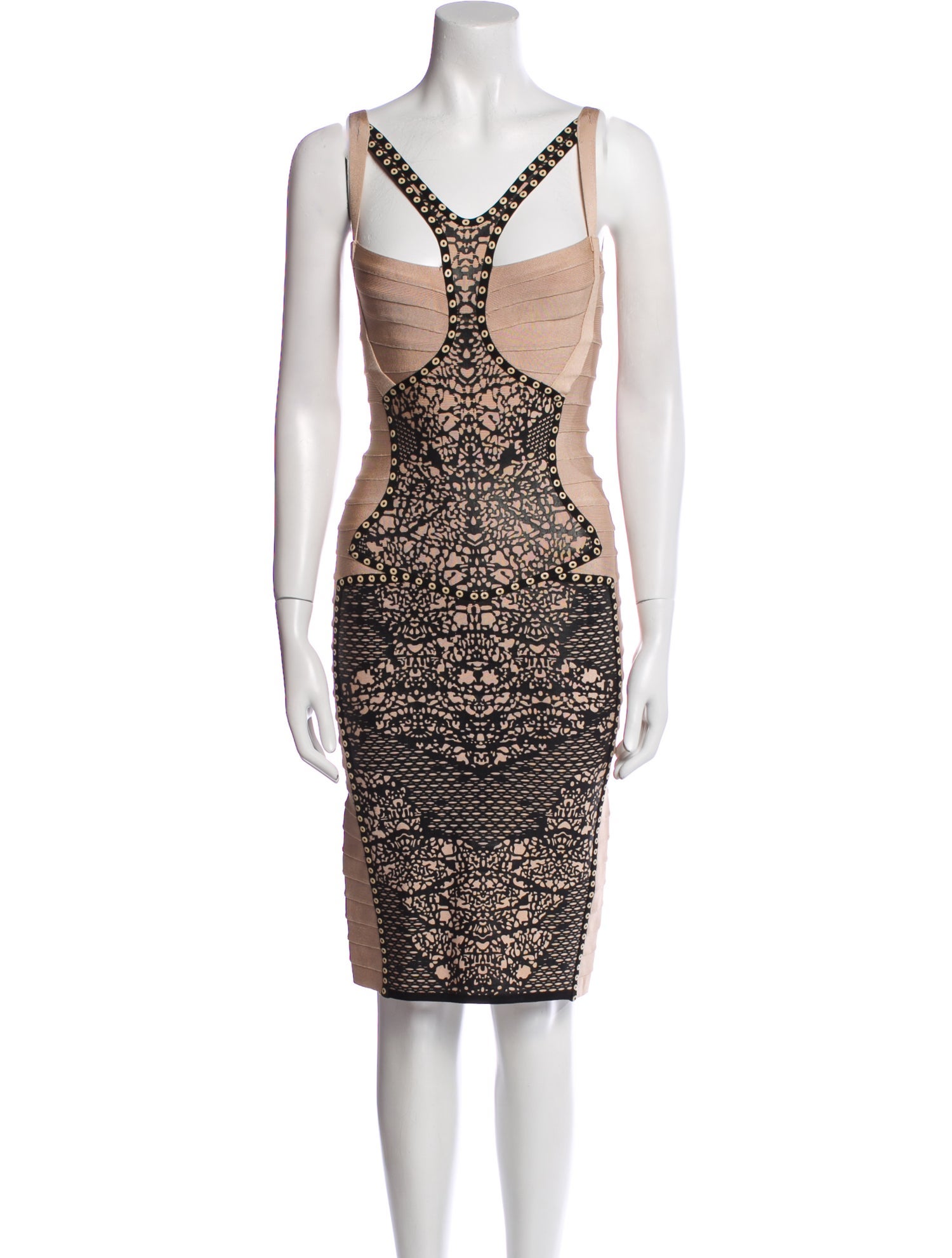 Herve Leger Lace Pattern Knee-Length Dress