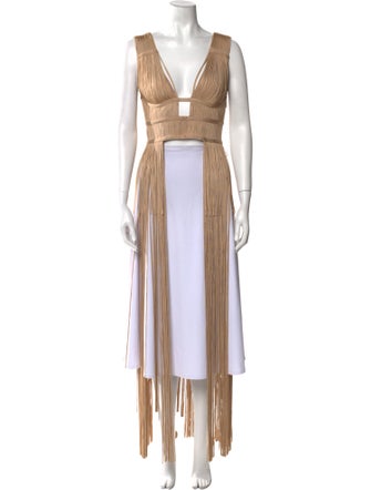 Herve Leger V-Neck Sleeveless Crop Top