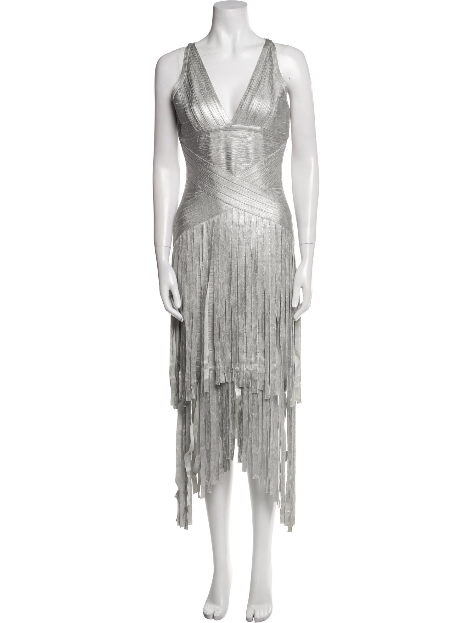 Herve Leger V-Neck Mini Dress