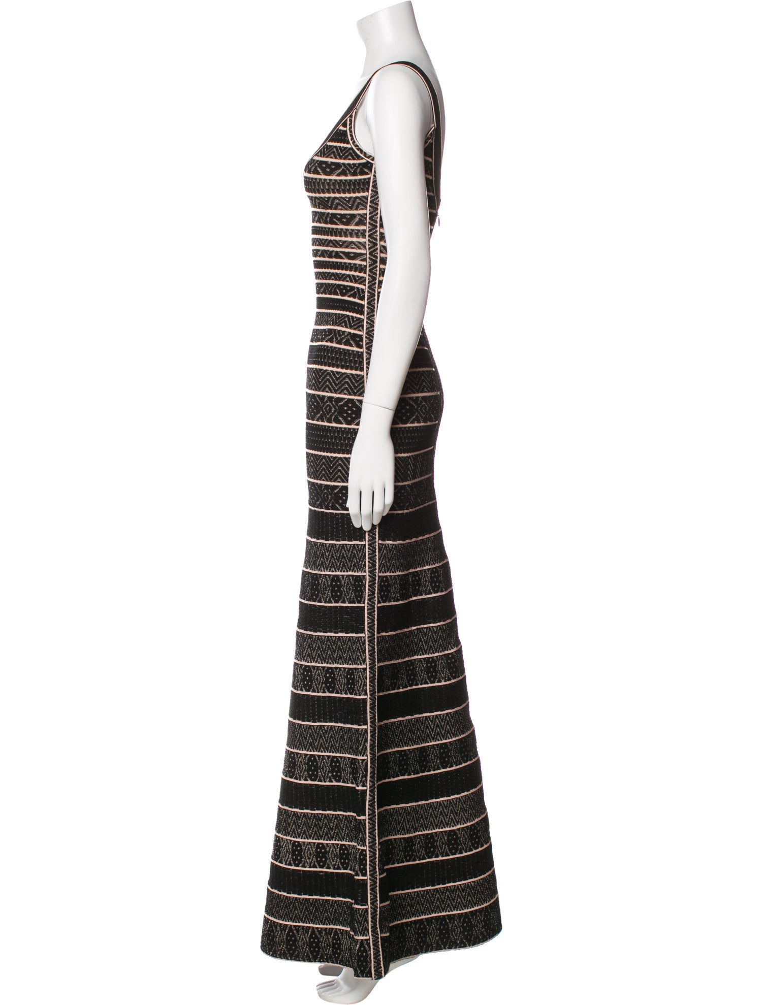 Herve Leger Striped Long Dress