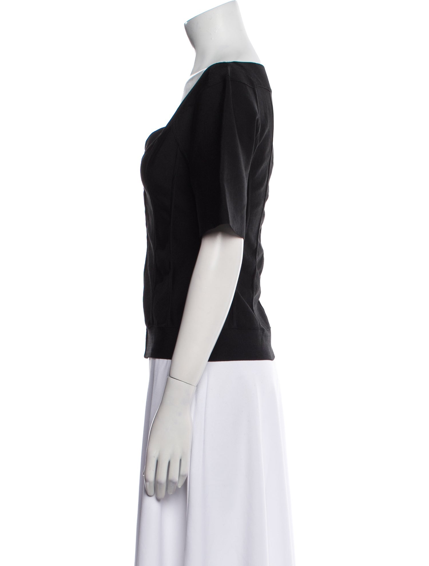 Herve Leger V-Neck Three-Quarter Sleeve Top