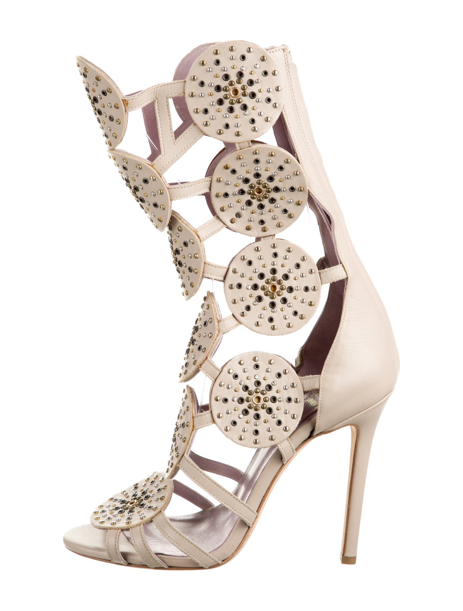 Herve Leger Leather Studded Accents Gladiator Sandals