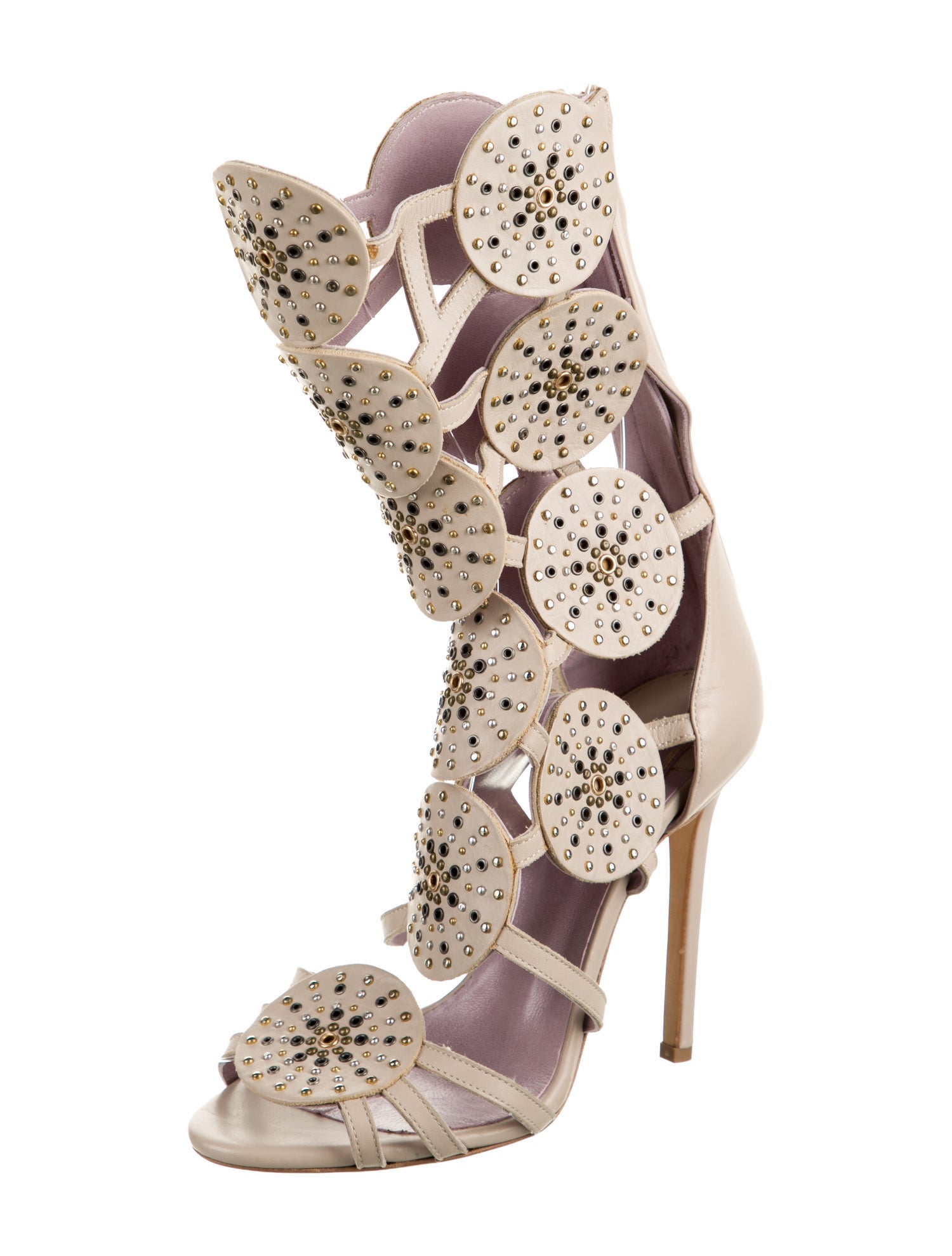 Herve Leger Leather Studded Accents Gladiator Sandals