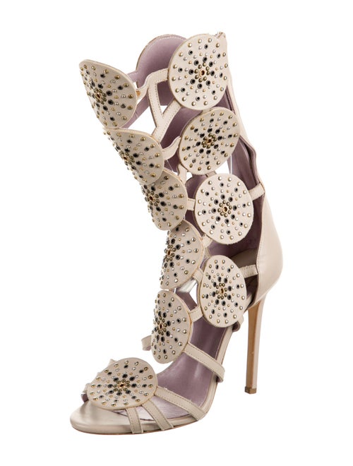 Herve Leger Leather Studded Accents Gladiator Sandals