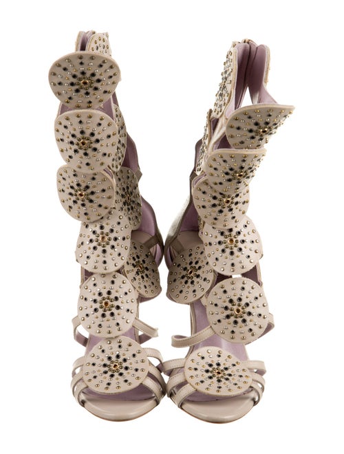 Herve Leger Leather Studded Accents Gladiator Sandals