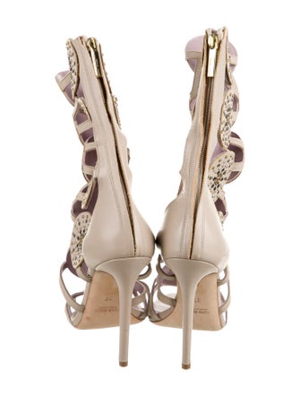 Herve Leger Leather Studded Accents Gladiator Sandals