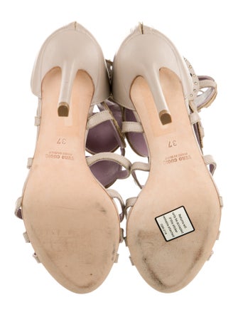 Herve Leger Leather Studded Accents Gladiator Sandals