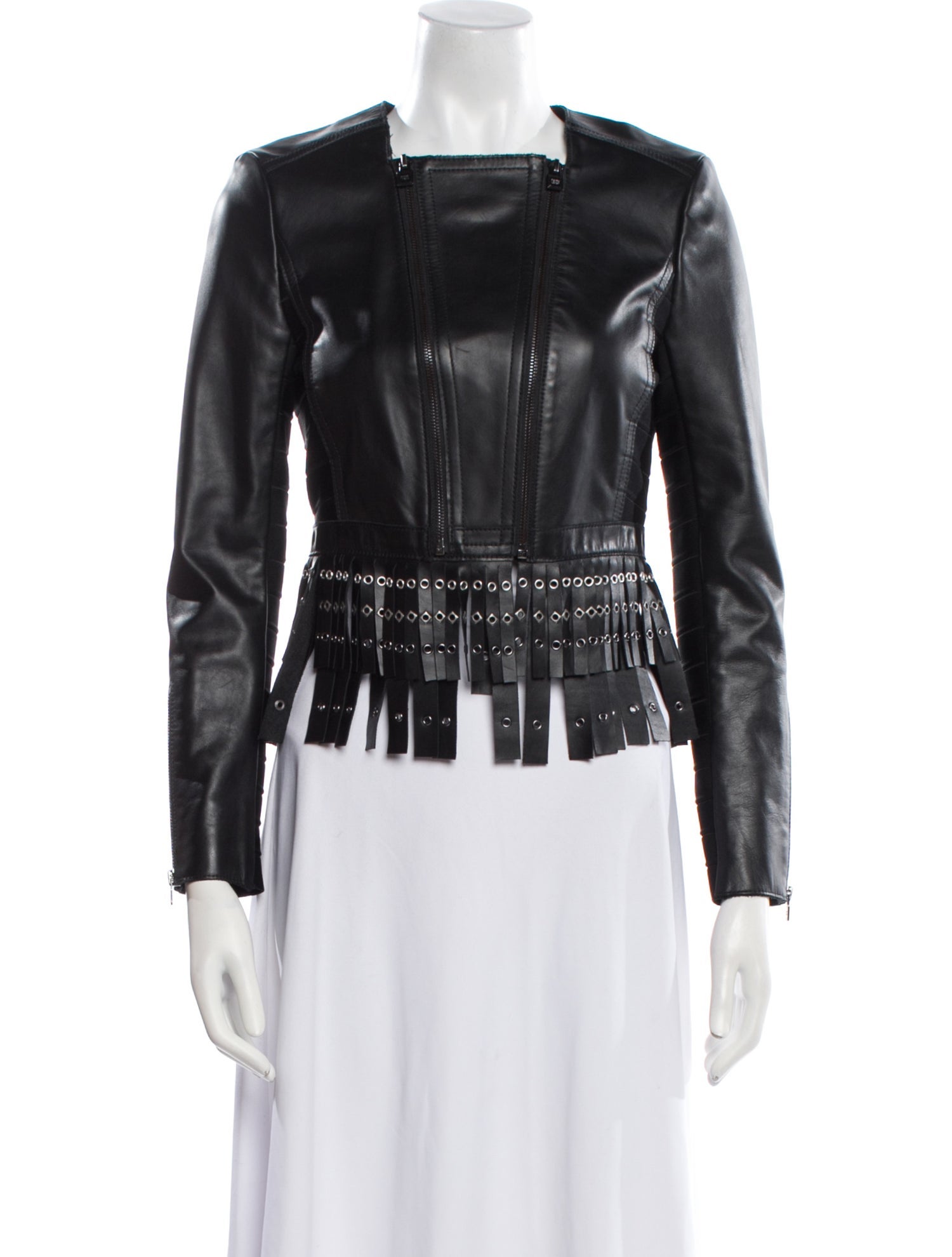 Herve Leger Leather Biker Jacket