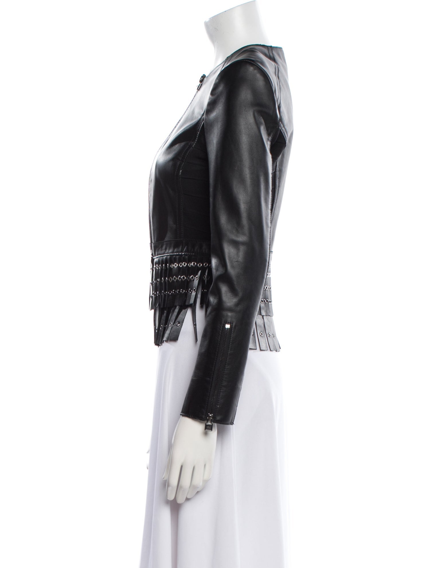 Herve Leger Leather Biker Jacket