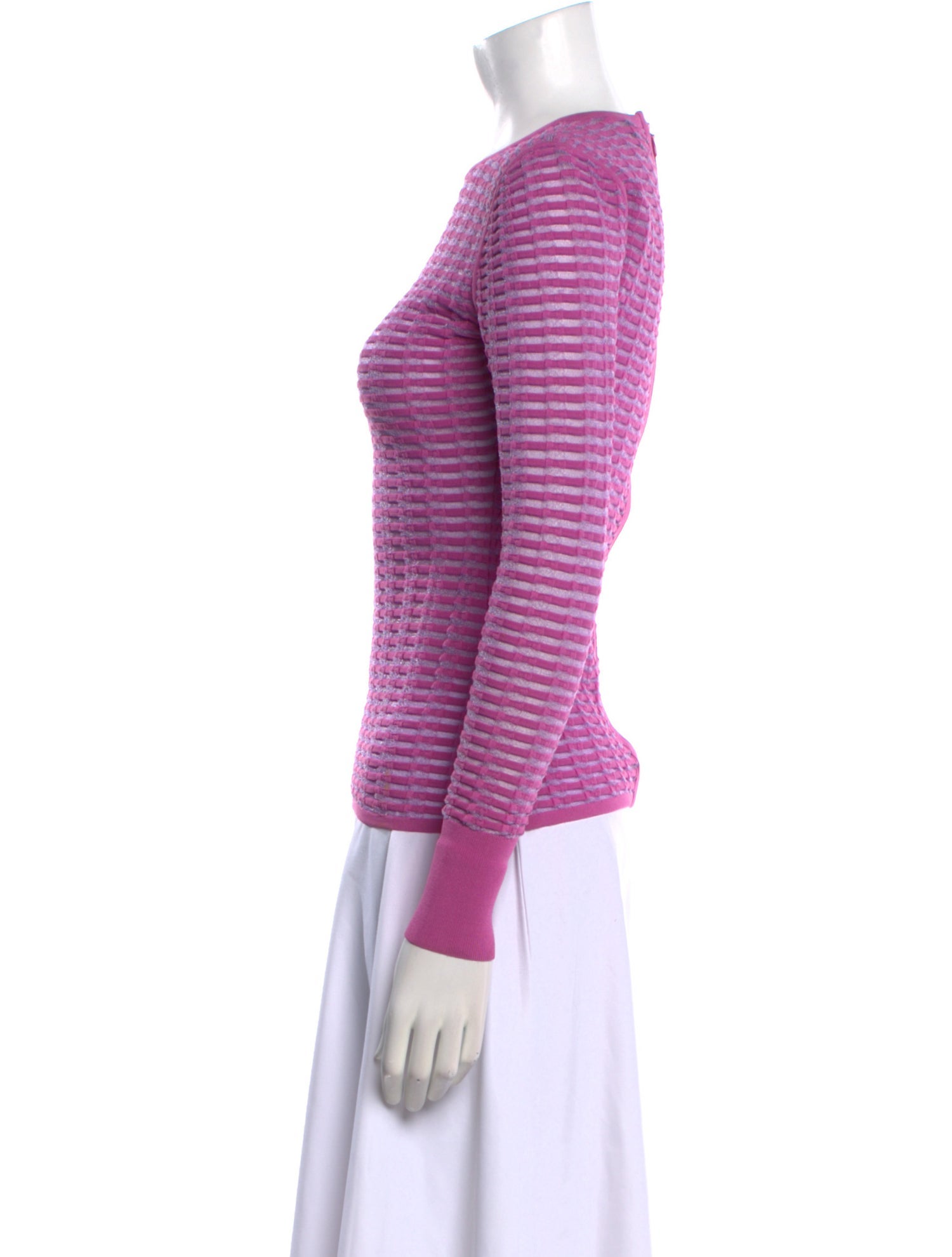 Herve Leger Striped Crew Neck Top