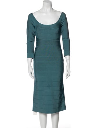 Herve Leger Scoop Neck Midi Length Dress