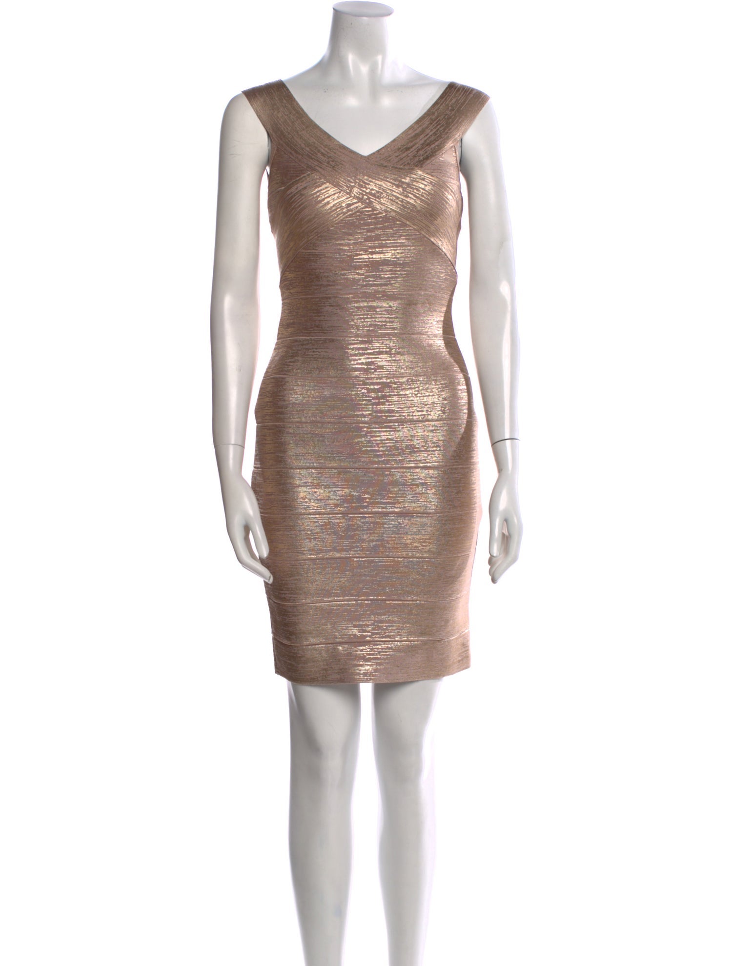 Herve Leger V-Neck Mini Dress