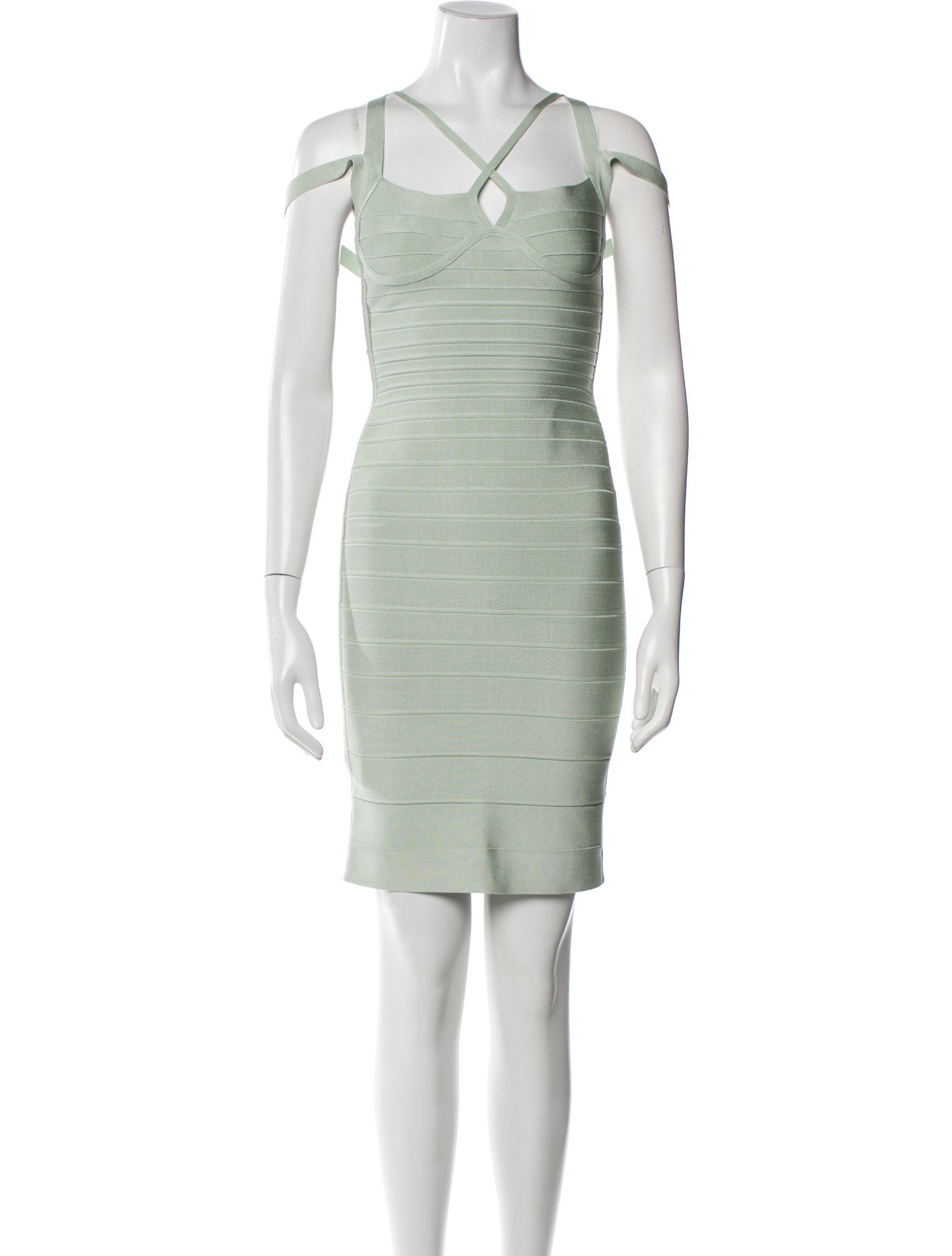 Herve Leger V-Neck Mini Dress