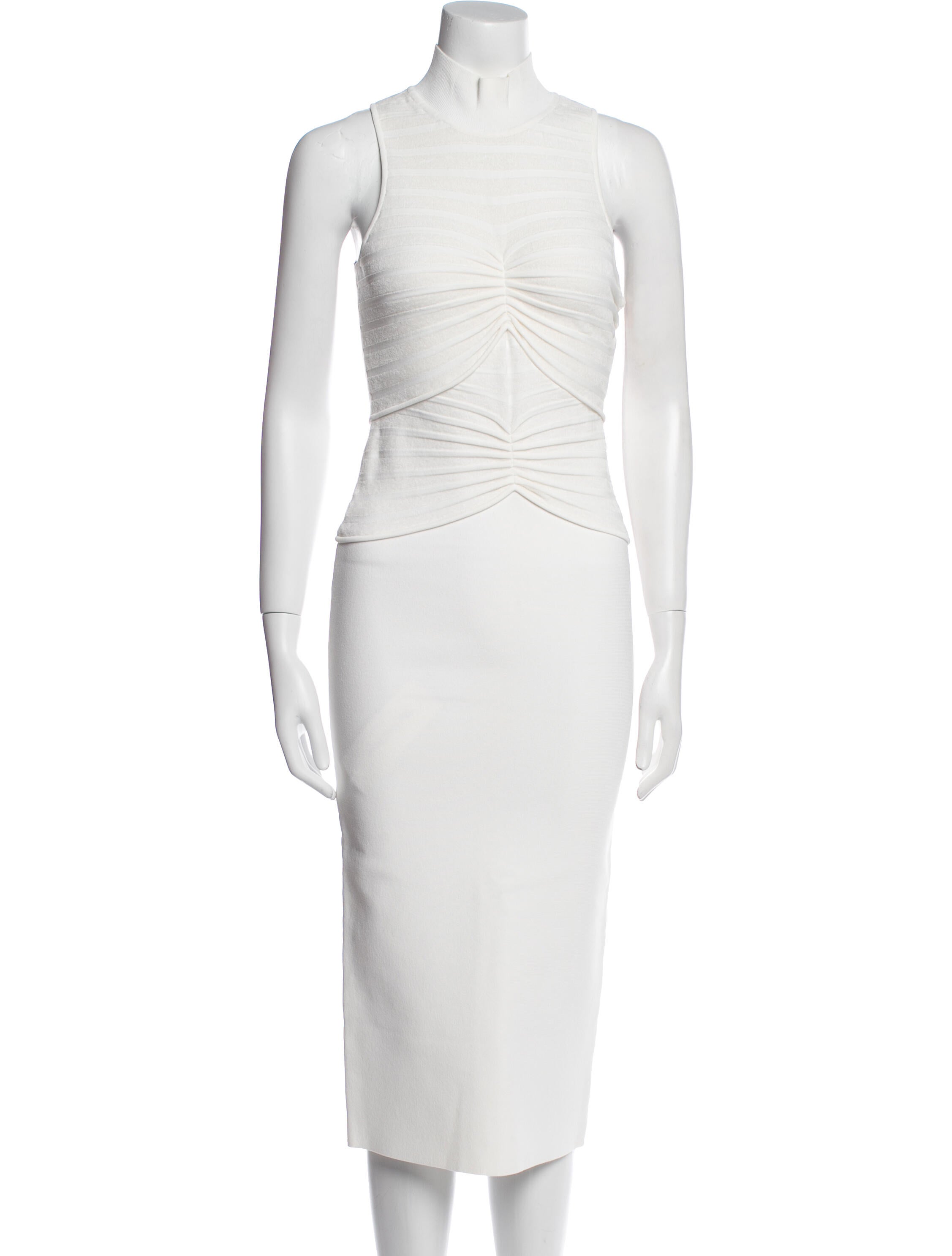 Herve Leger Mock Neck Midi Length Dress