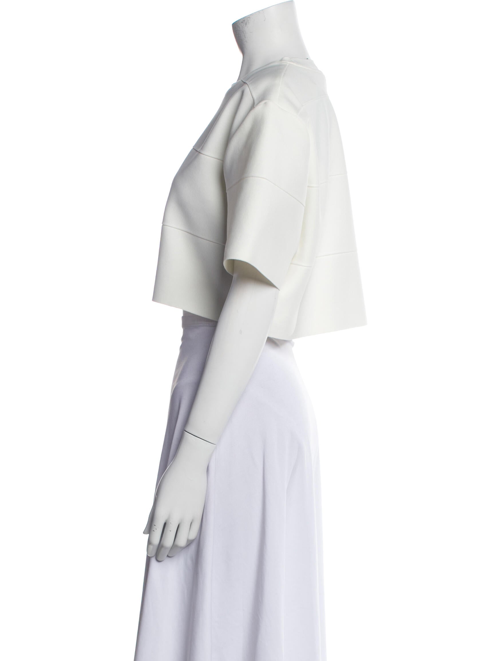 Herve Leger Crew Neck Short Sleeve Crop Top w/ Tags