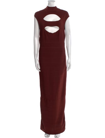 Herve Leger Mock Neck Long Dress