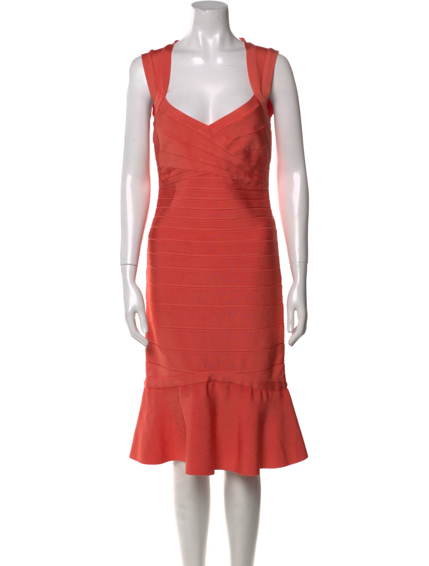 Herve Leger Square Neckline Knee-Length Dress