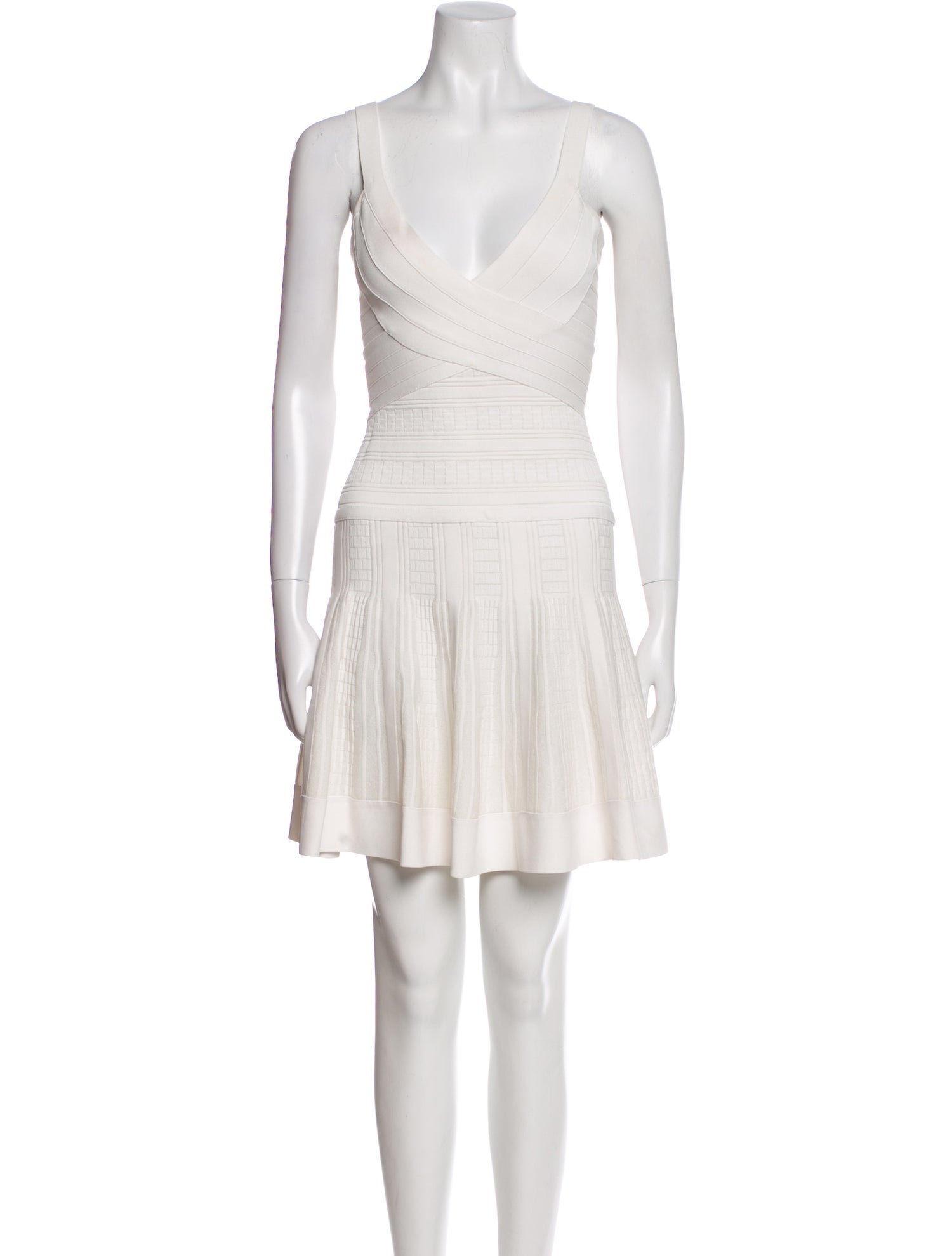 Herve Leger V-Neck Mini Dress