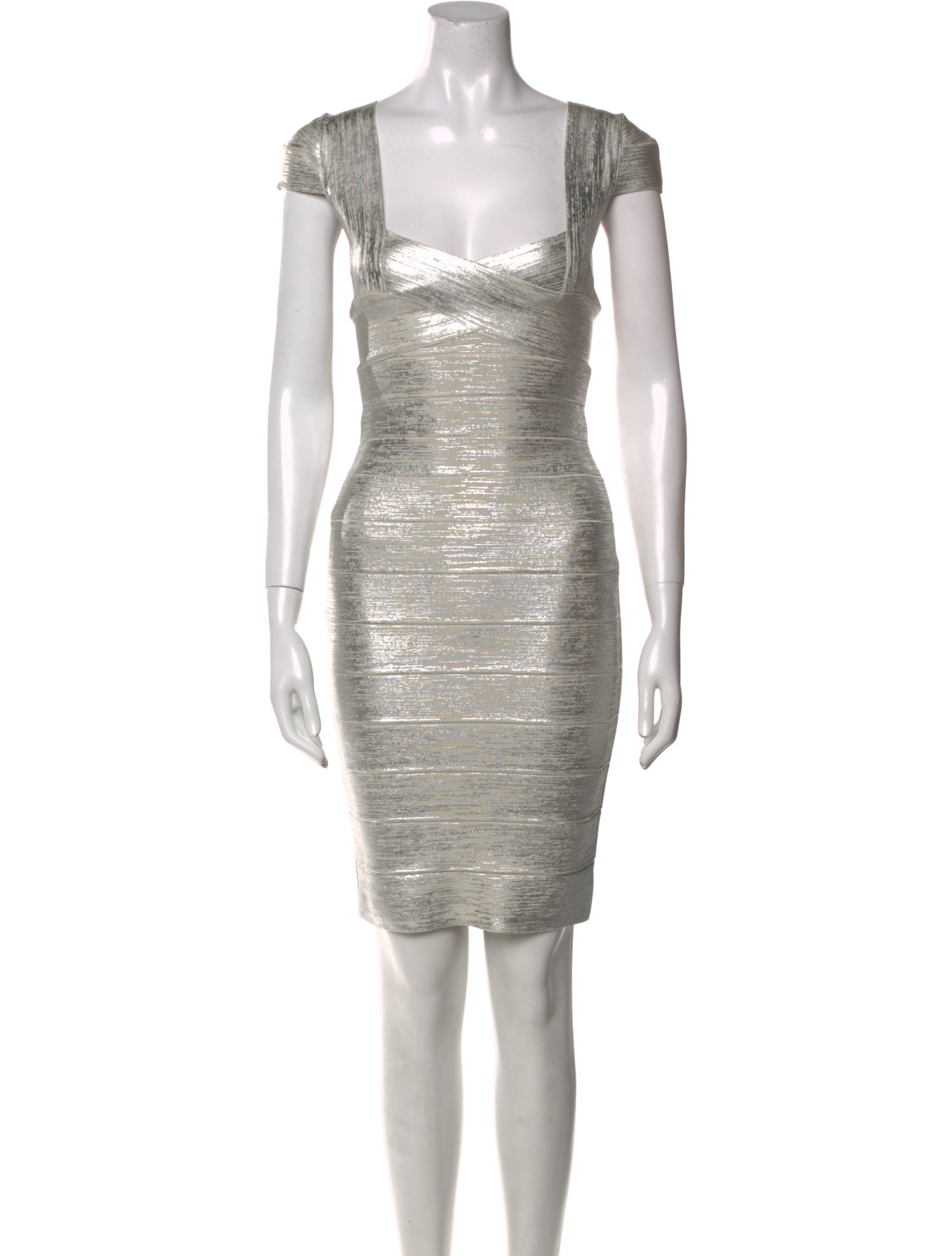 Herve Leger Square Neckline Knee-Length Dress