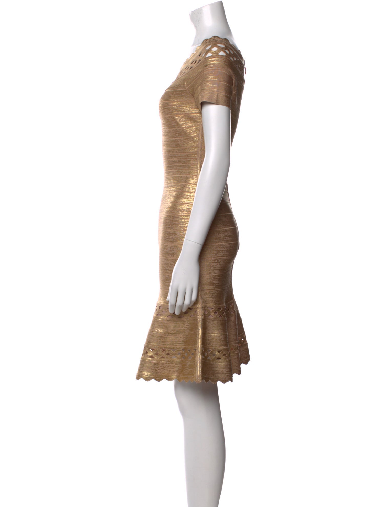 Herve Leger Bateau Neckline Mini Dress