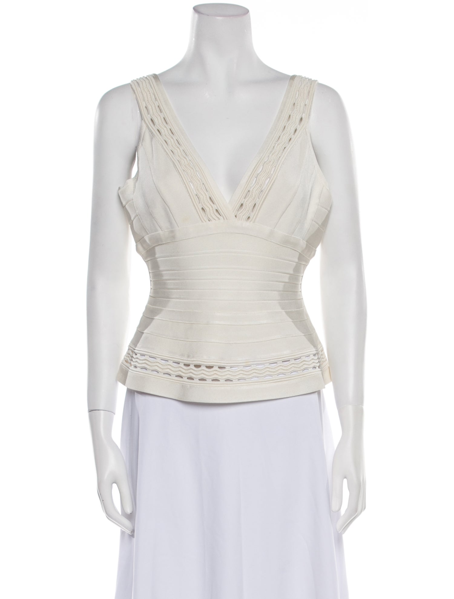 Herve Leger V-Neck Sleeveless Top
