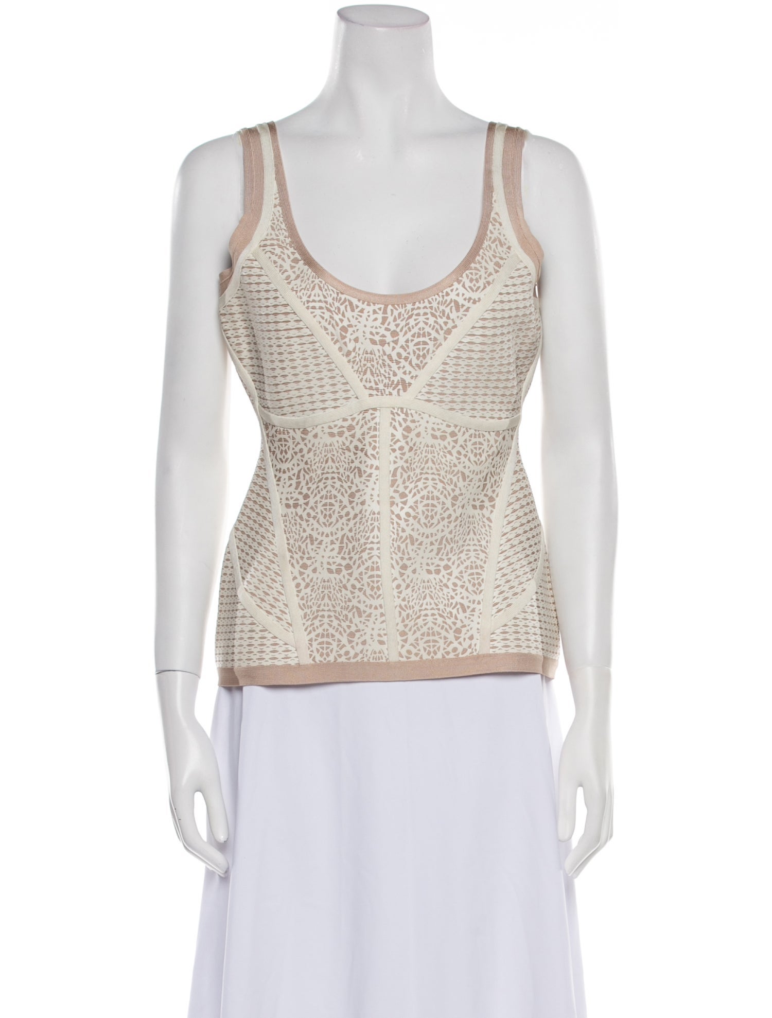 Herve Leger Printed Scoop Neck Top