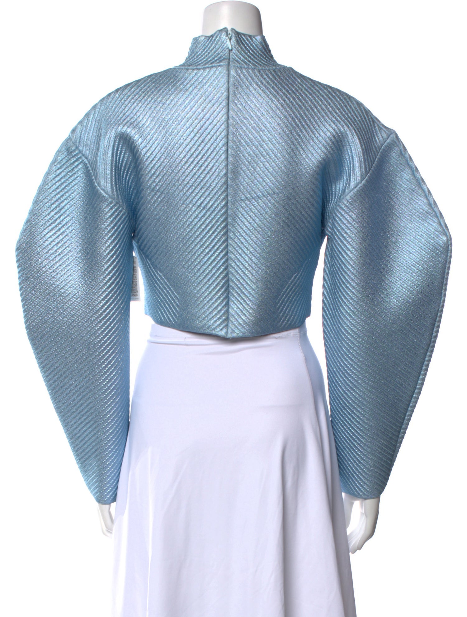 Herve Leger Mock Neck Long Sleeve Crop Top