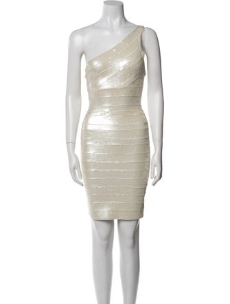 Herve Leger One-Shoulder Mini Dress
