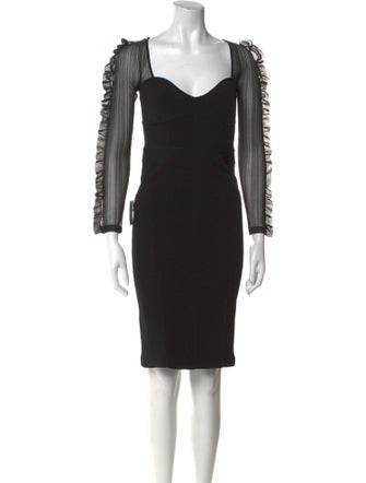 Herve Leger V-Neck Knee-Length Dress