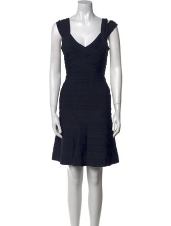 Herve Leger V-Neck Mini Dress