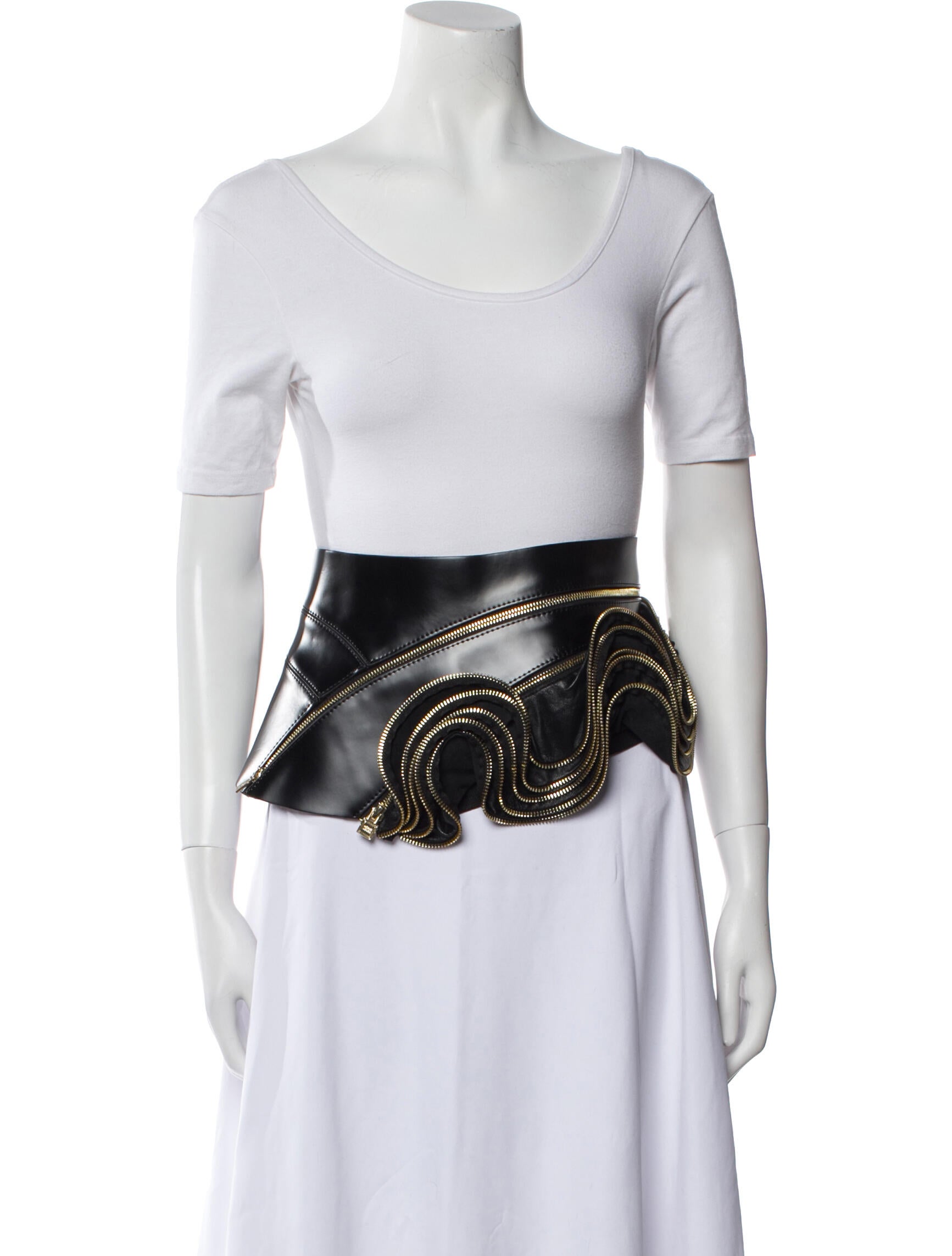 Herve Leger Wide Leather Waist Belt