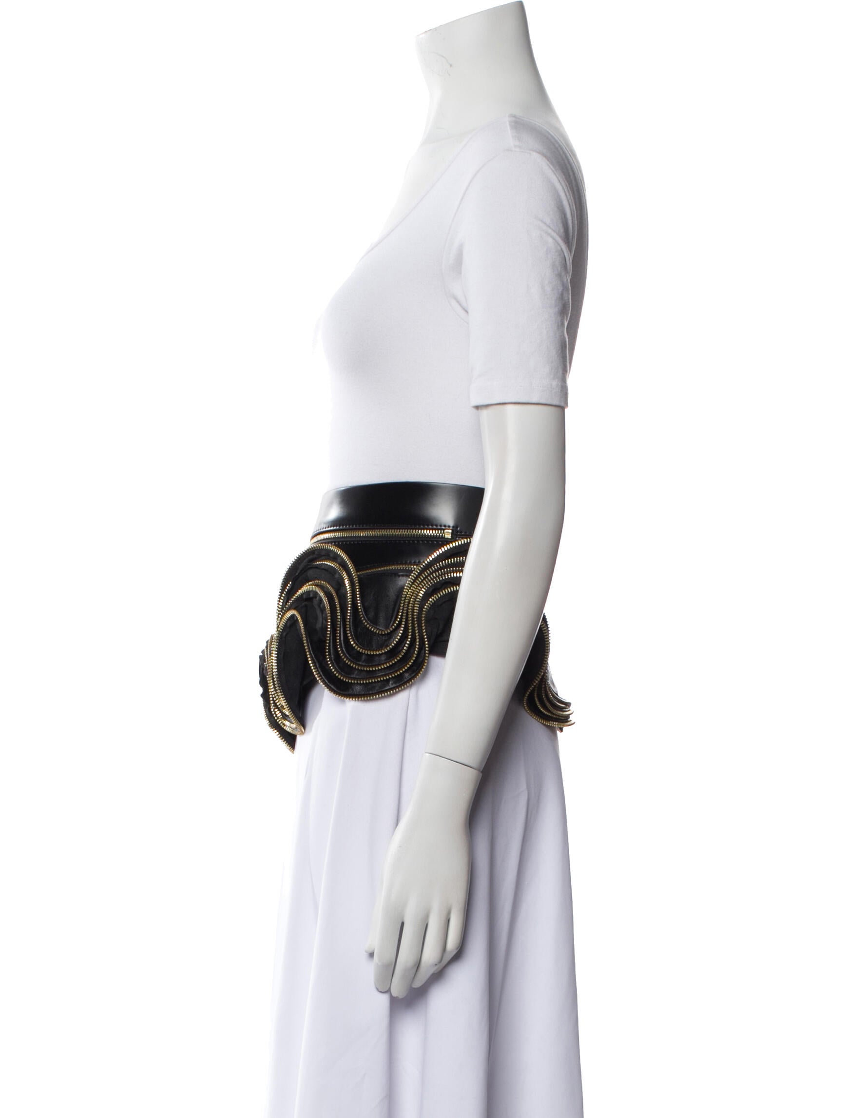 Herve Leger Wide Leather Waist Belt