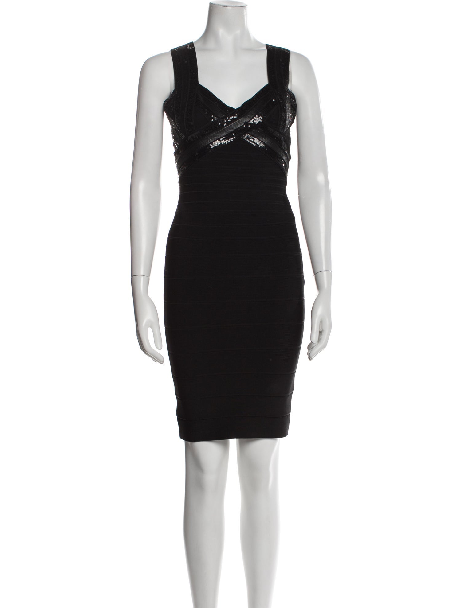 Herve Leger V-Neck Mini Dress
