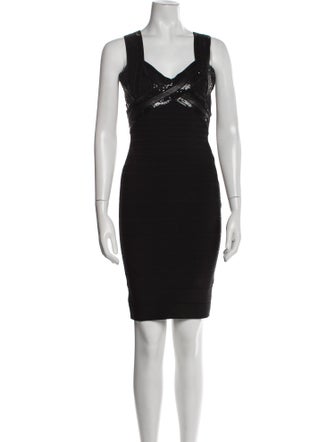 Herve Leger V-Neck Mini Dress