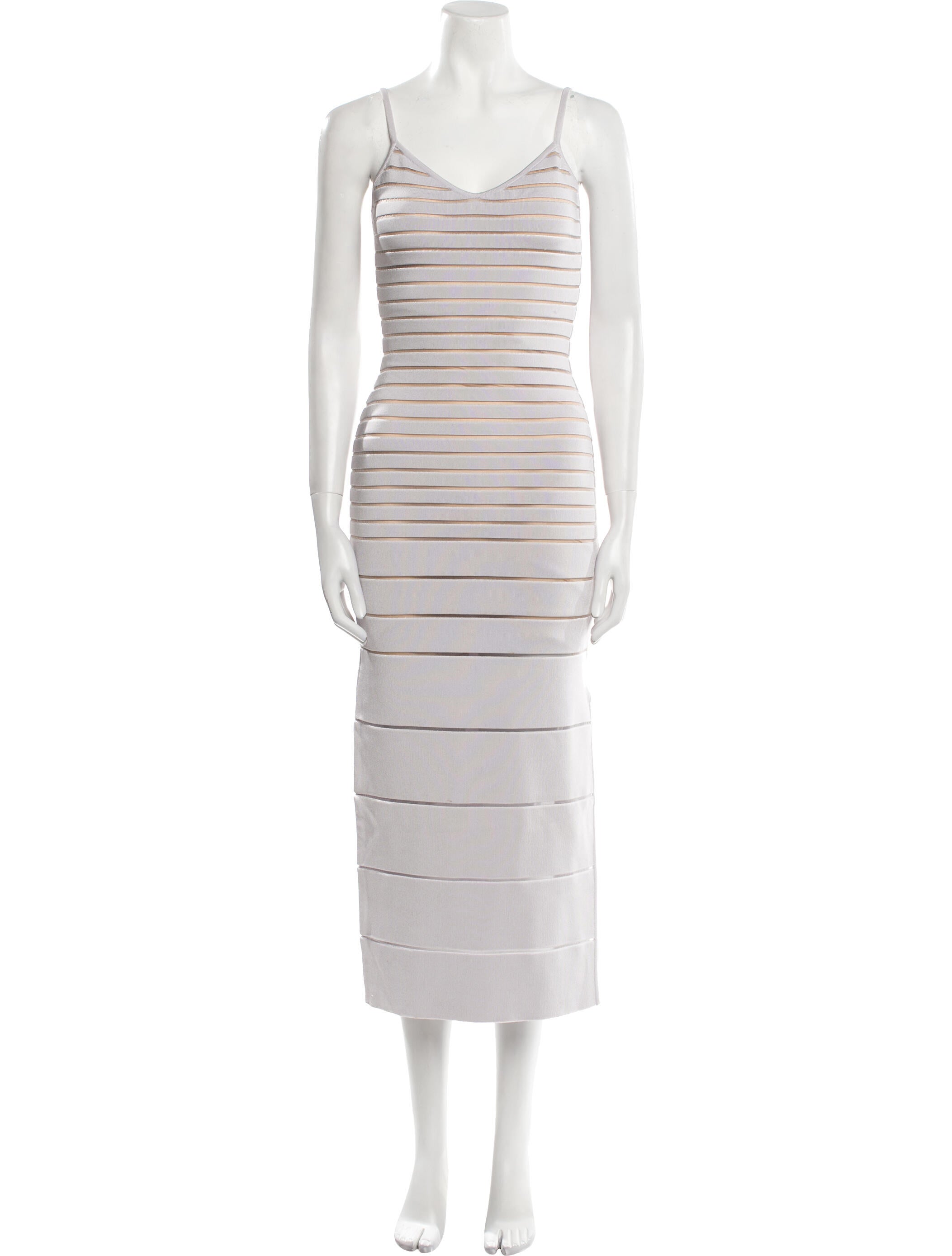Herve Leger Striped Long Dress