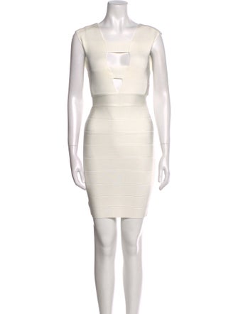 Herve Leger Square Neckline Mini Dress