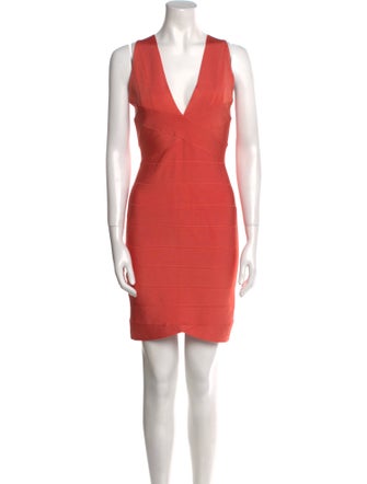 Herve Leger V-Neck Mini Dress