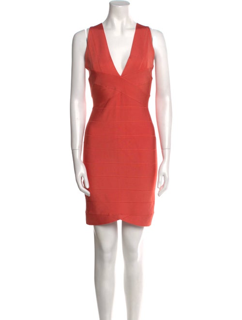 Herve Leger V-Neck Mini Dress