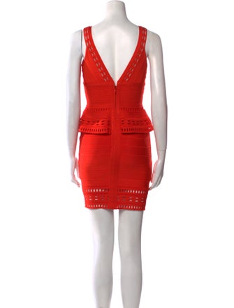 Herve Leger V-Neck Mini Dress