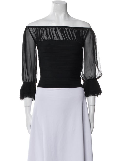 Herve Leger Silk Off-The-Shoulder Crop Top